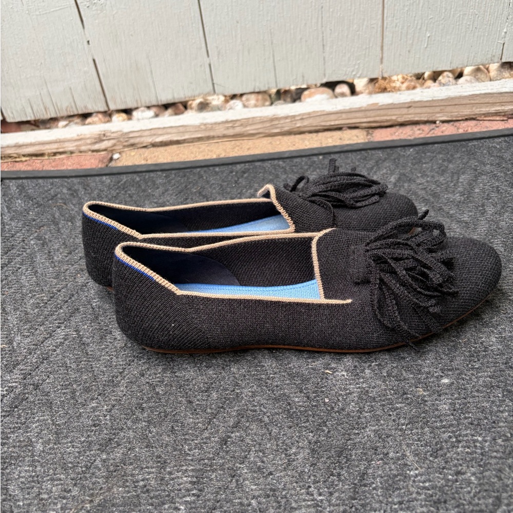 Rothy’s The Merino Knit Tassel Loafer Black Diamond - Picture 6 of 11